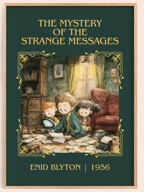 The Mystery of the Strange Messages classic book art book poster by Enid Blyton – framed literary art print