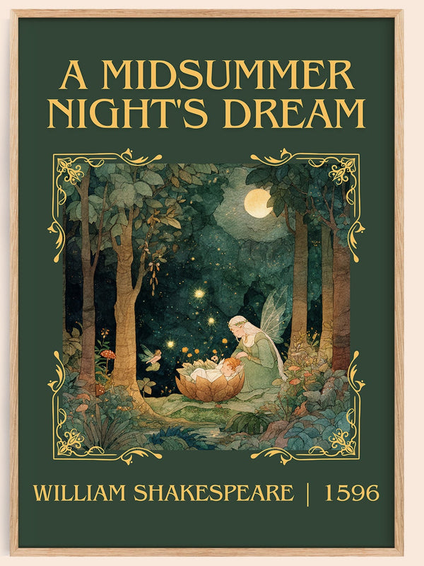 A Midsummer Night's Dream classic book art book poster by William Shakespeare – framed literary art print