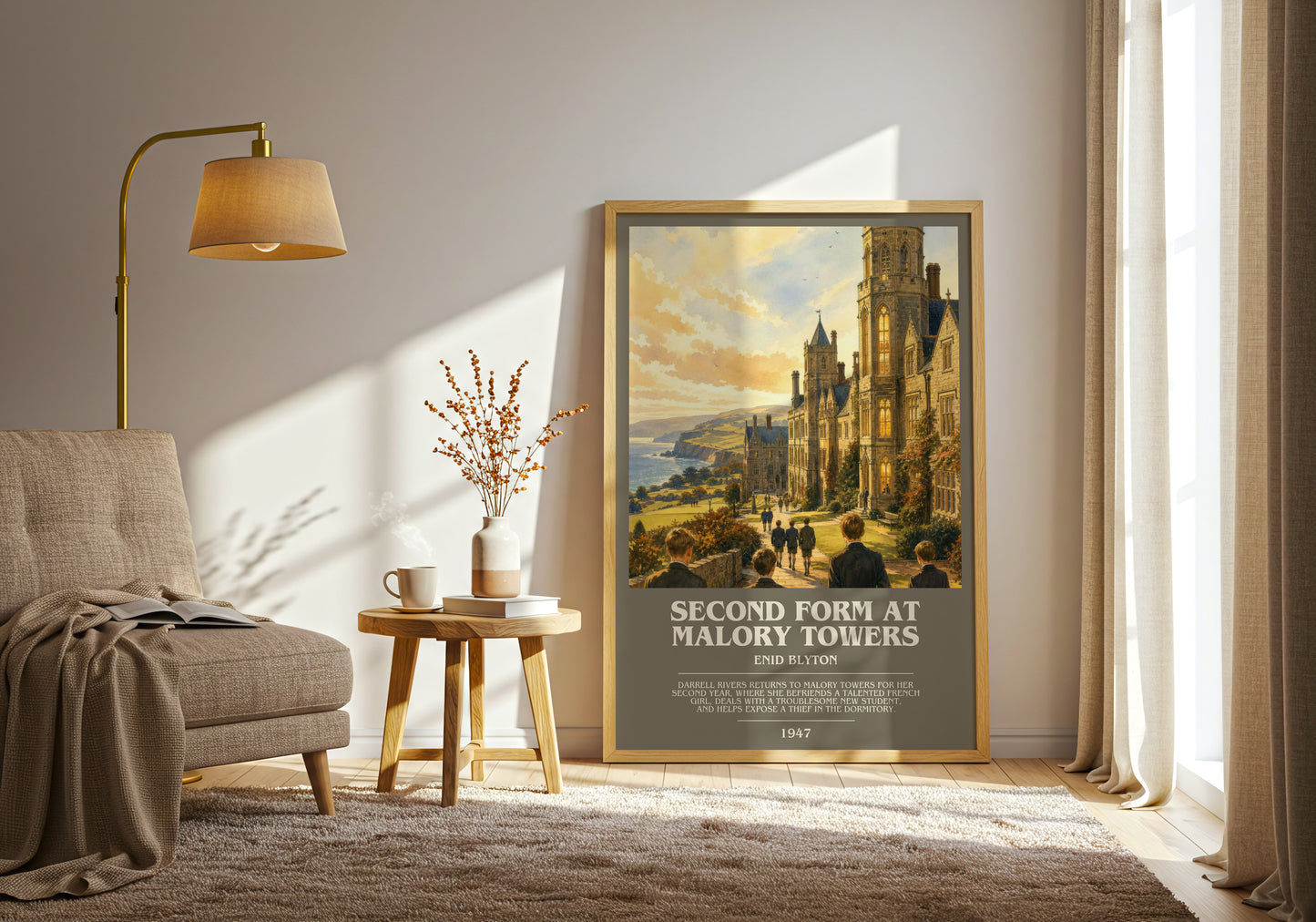 Second Form At Malory Towers bookish print on bookshelf – Enid Blyton fan gift