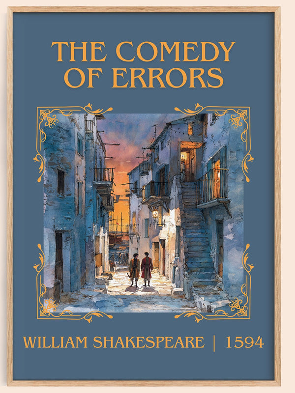 The Comedy of Errors classic book art book poster by William Shakespeare – framed literary art print