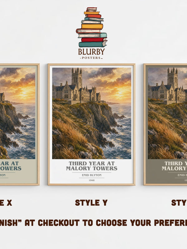 Third Year At Malory Towers book cover print in frame leaning in hallway – childrens wall art
