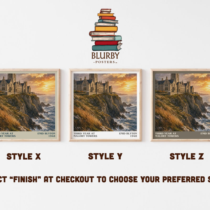 Third Year At Malory Towers literary print in frame leaning in hallway – childrens wall art