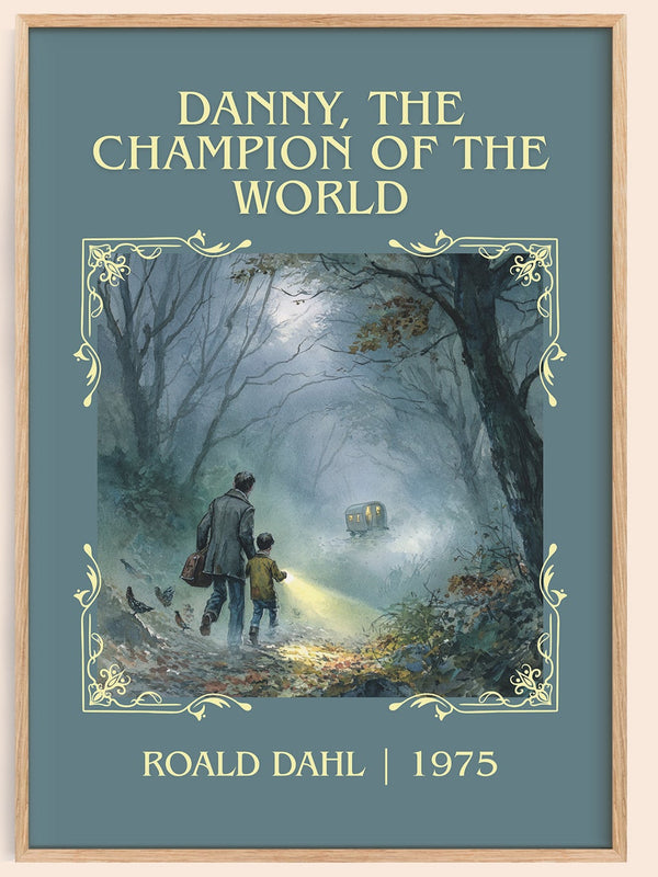 Danny, The Champion Of The World classic book art book poster by Roald Dahl – framed literary art print