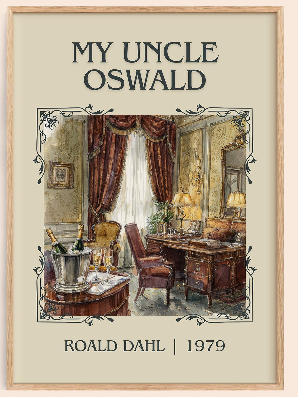 My Uncle Oswald classic book art book poster by Roald Dahl – framed literary art print