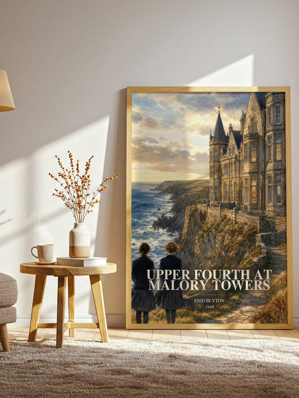 Upper Fourth At Malory Towers watercolour print in frame leaning in hallway – childrens wall art