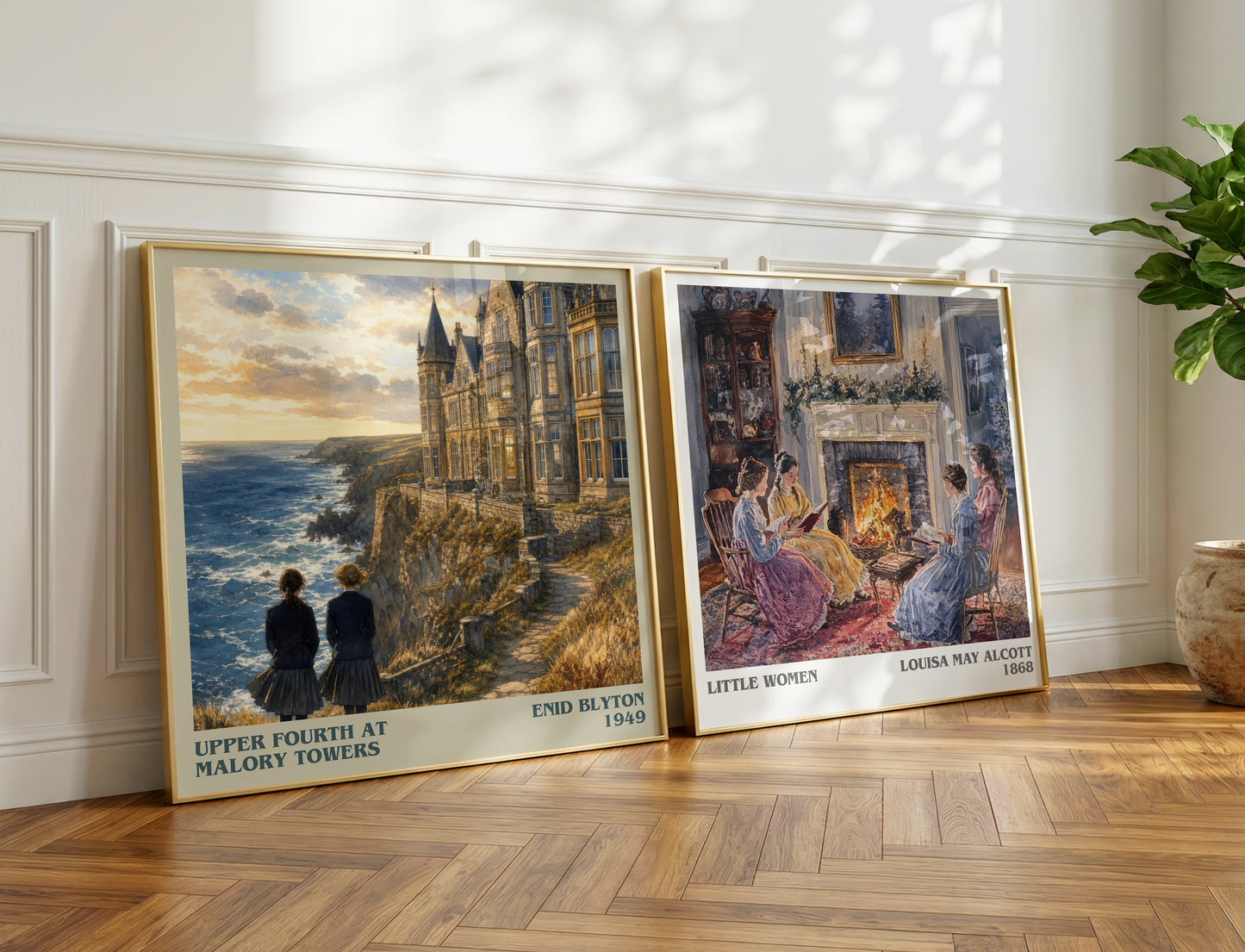 Upper Fourth At Malory Towers literary print on bookshelf – Enid Blyton fan gift