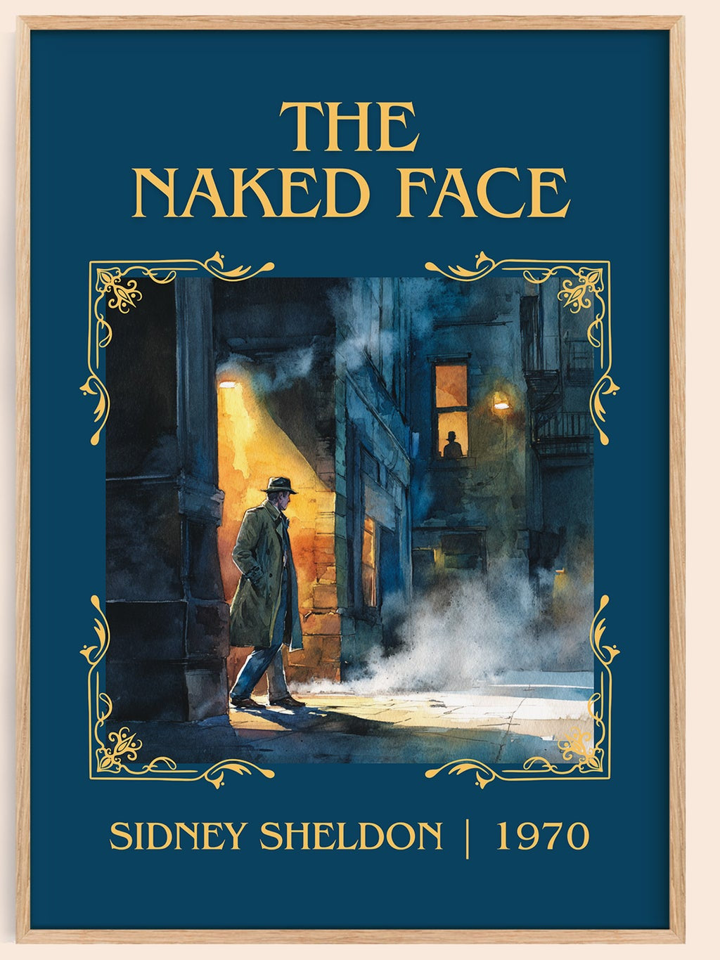 The Naked Face classic book art book poster by Sidney Sheldon – framed literary art print