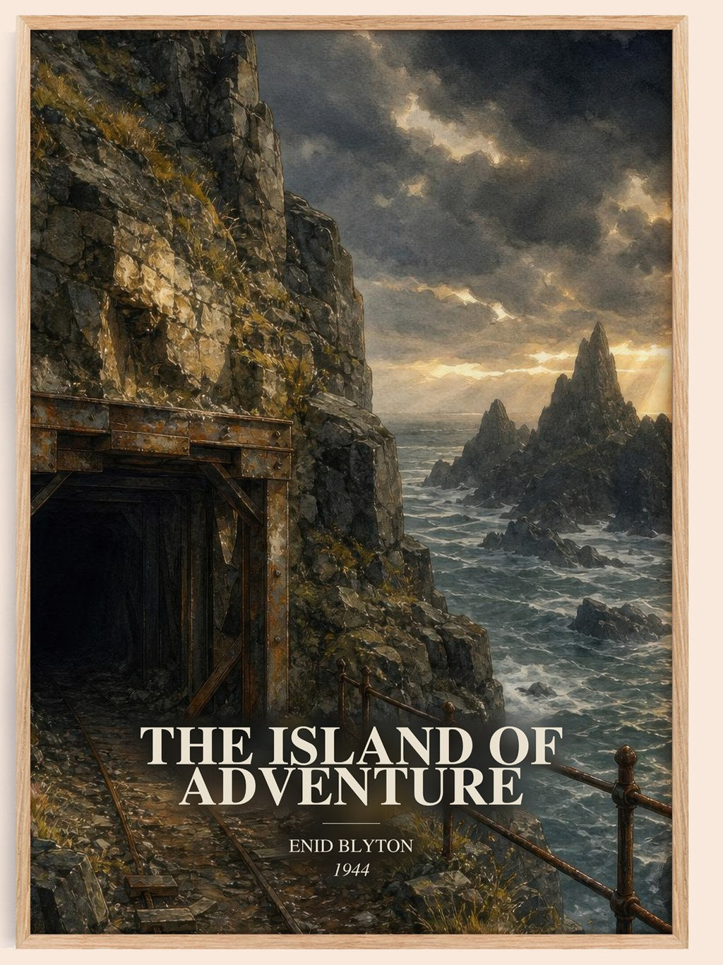 The Island Of Adventure watercolour book poster by Enid Blyton – framed literary art print