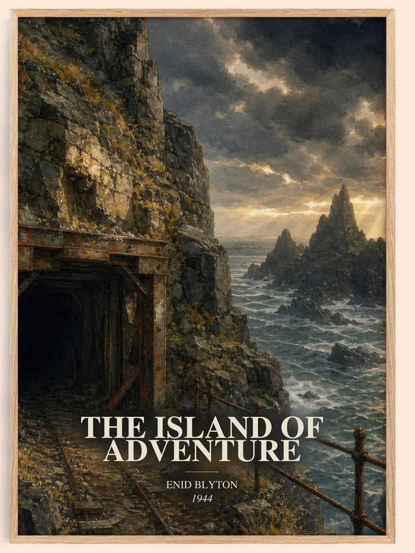 The Island Of Adventure watercolour book poster by Enid Blyton – framed literary art print