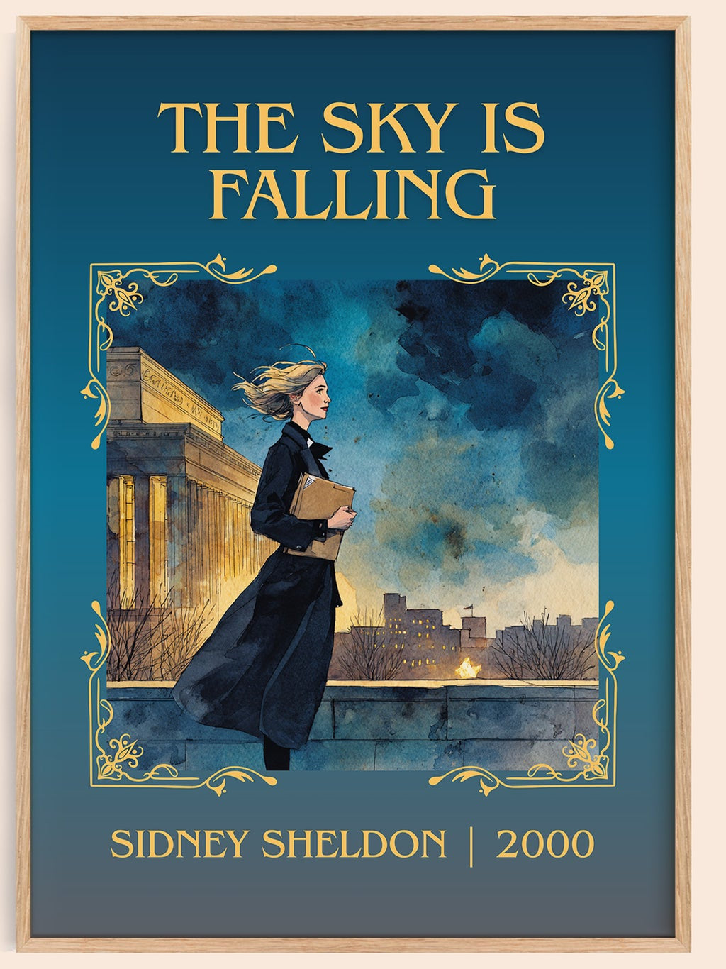 The Sky Is Falling classic book art book poster by Sidney Sheldon – framed literary art print