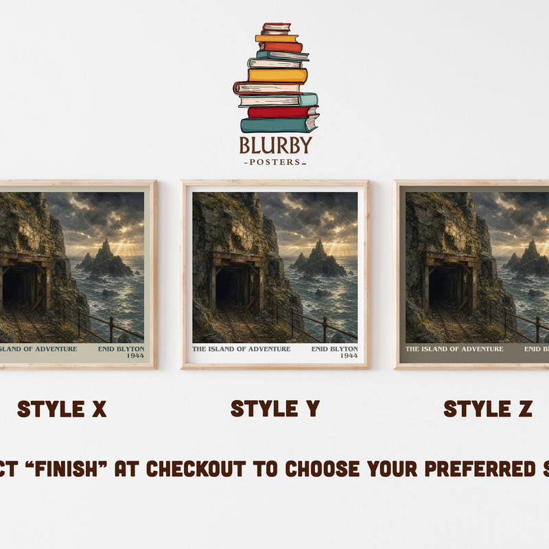 The Island Of Adventure literary print in frame leaning in hallway – childrens wall art