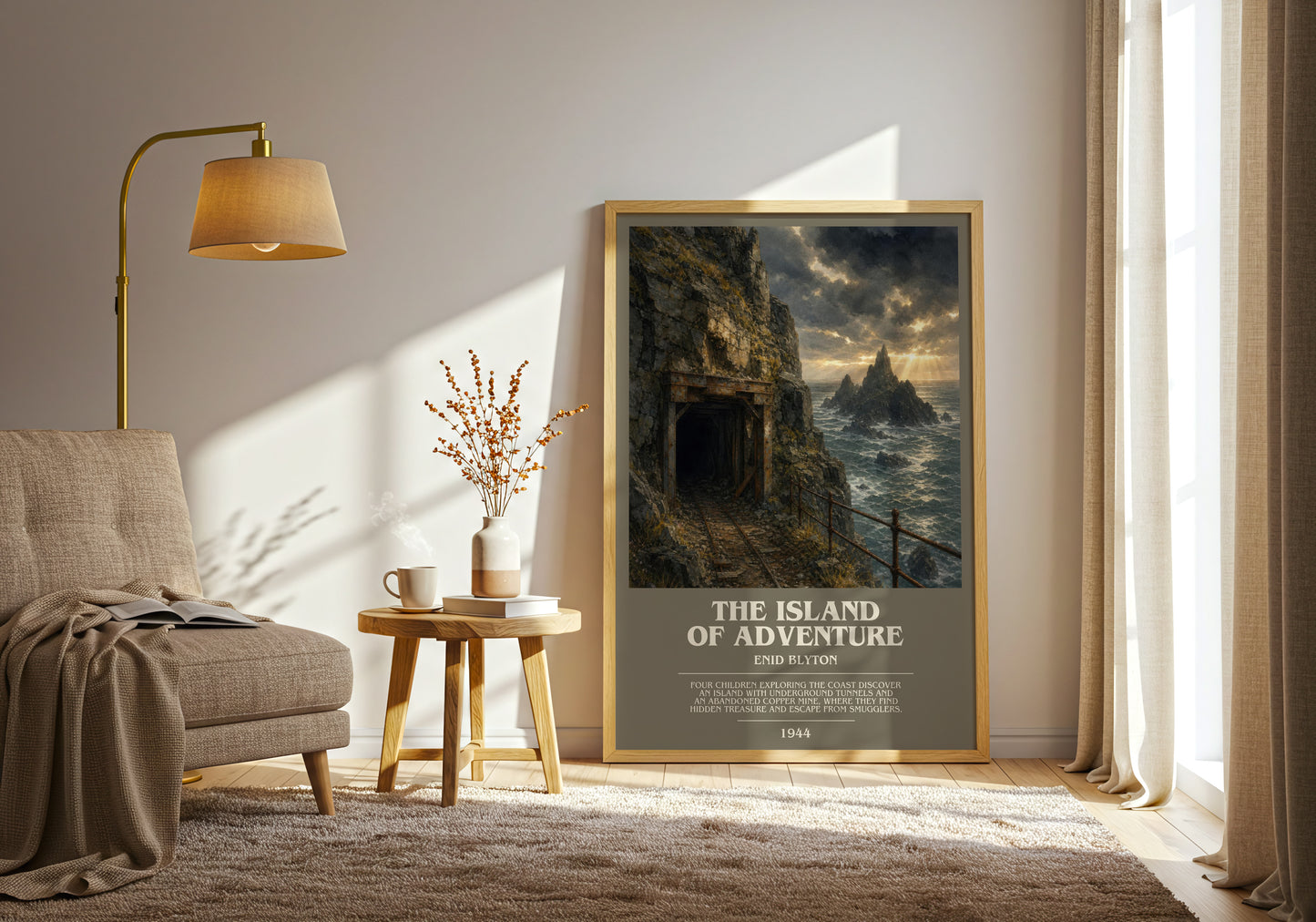 The Island Of Adventure bookish print on bookshelf – Enid Blyton fan gift