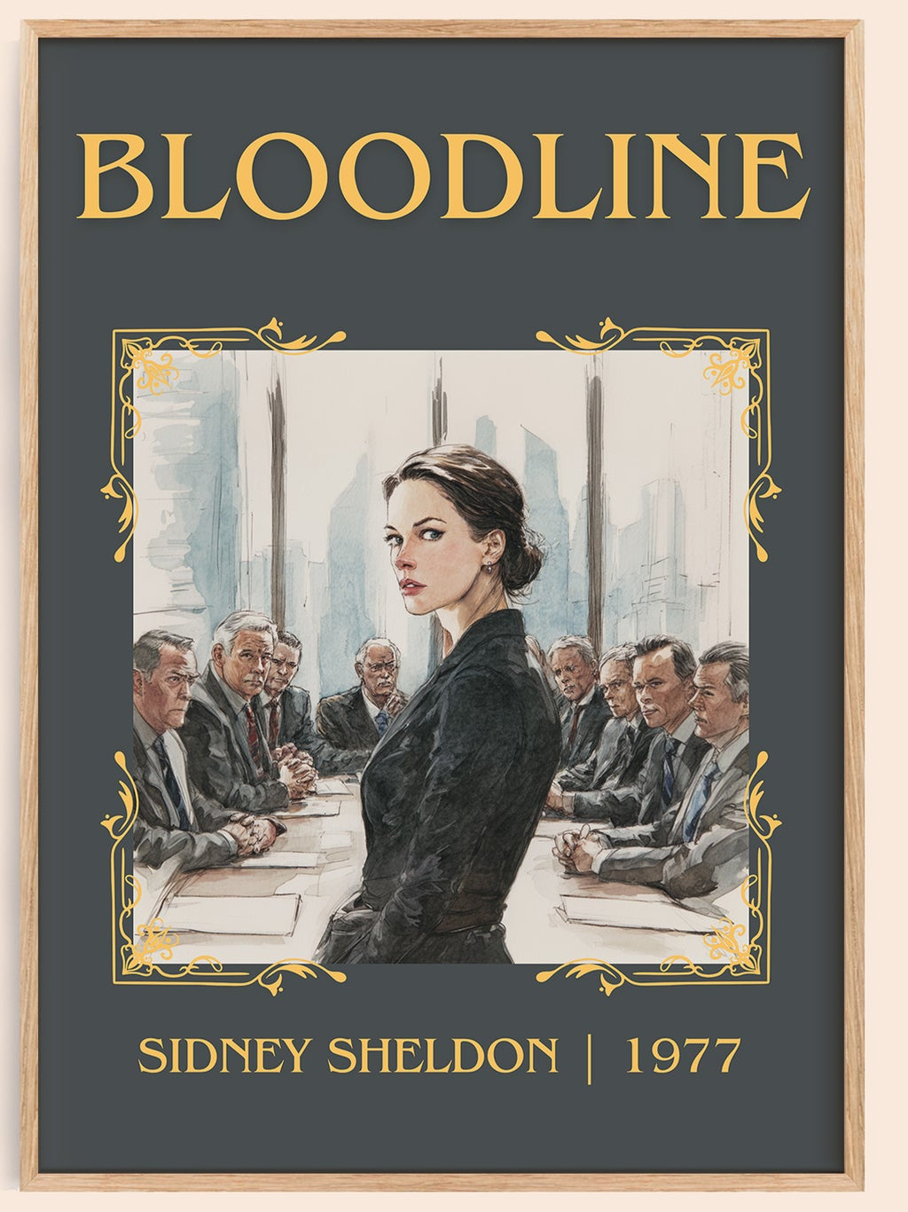 Bloodline classic book art book poster by Sidney Sheldon – framed literary art print