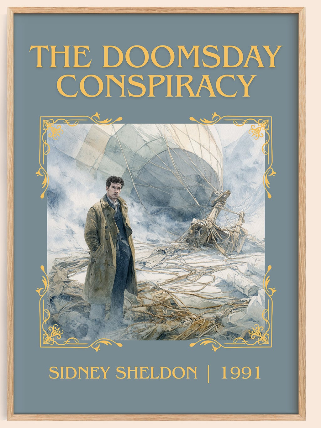 The Doomsday Conspiracy classic book art book poster by Sidney Sheldon – framed literary art print