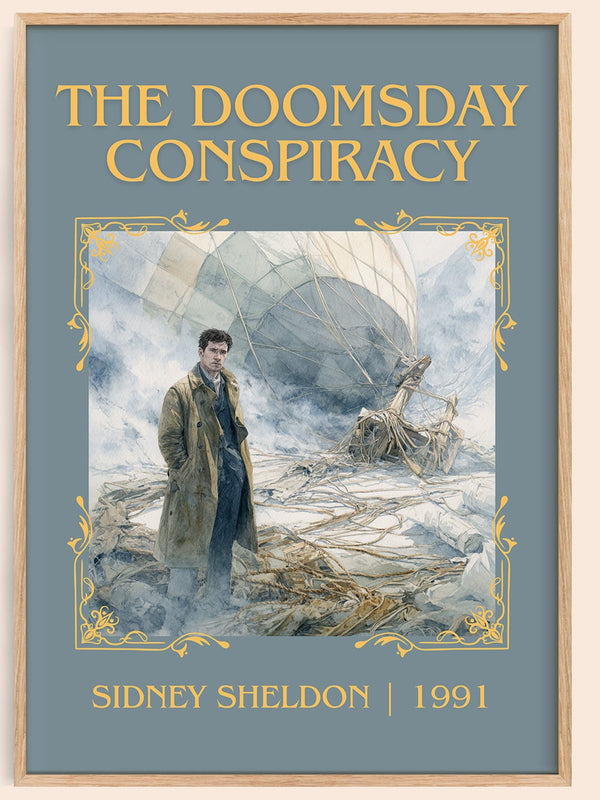 The Doomsday Conspiracy classic book art book poster by Sidney Sheldon – framed literary art print
