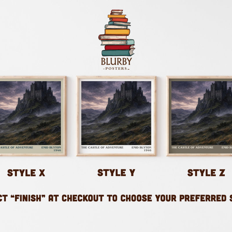 The Castle Of Adventure literary print in frame leaning in hallway – childrens wall art