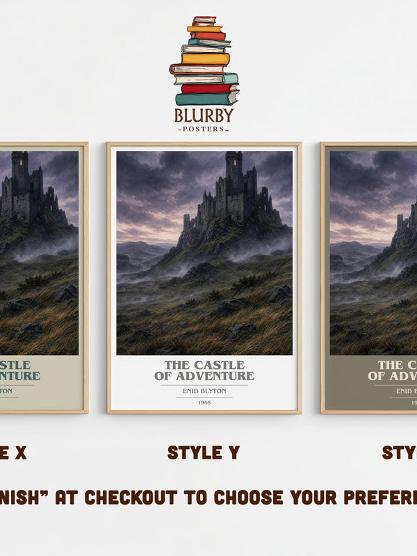 The Castle Of Adventure book cover print in frame leaning in hallway – childrens wall art