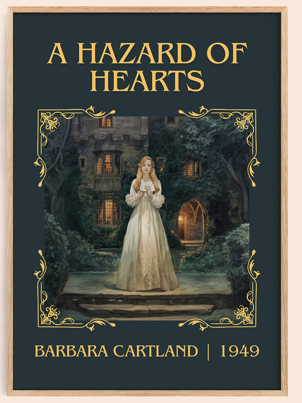 A Hazard of Hearts classic book art book poster by Barbara Cartland – framed literary art print