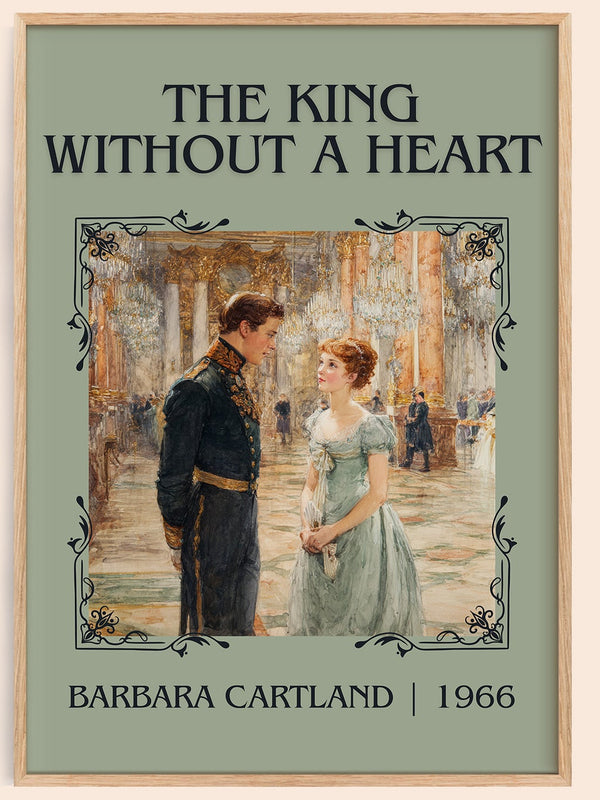 The King Without A heart classic book art book poster by Barbara Cartland – framed literary art print