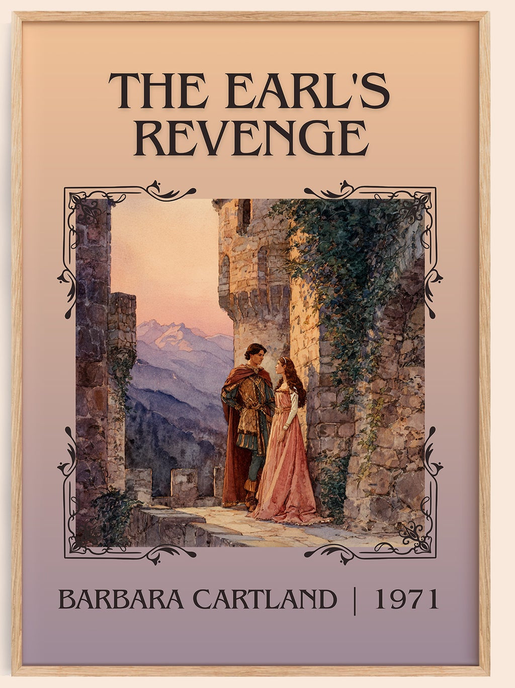 The Earl's Revenge classic book art book poster by Barbara Cartland – framed literary art print