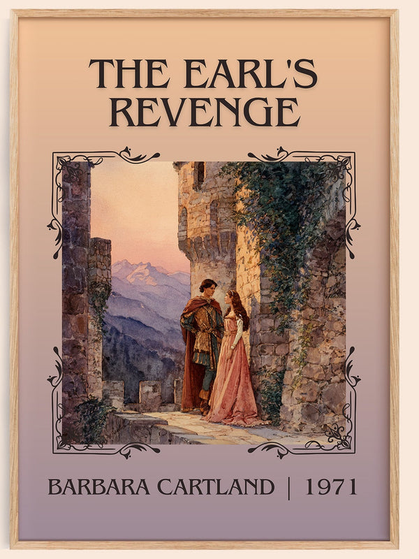 The Earl's Revenge classic book art book poster by Barbara Cartland – framed literary art print