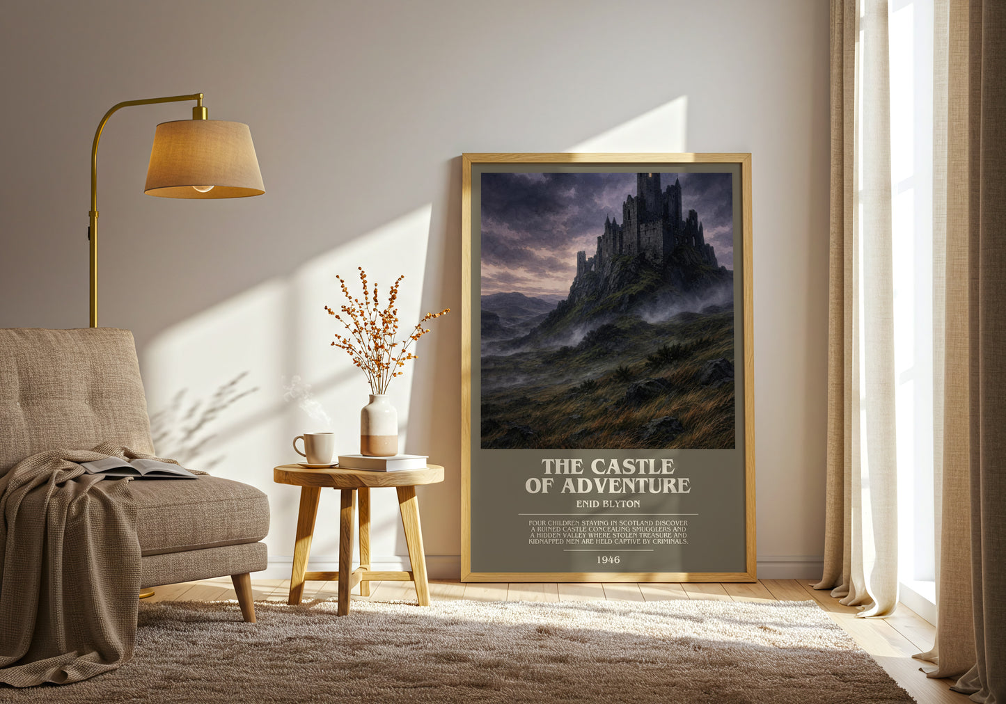 The Castle Of Adventure bookish print on bookshelf – Enid Blyton fan gift