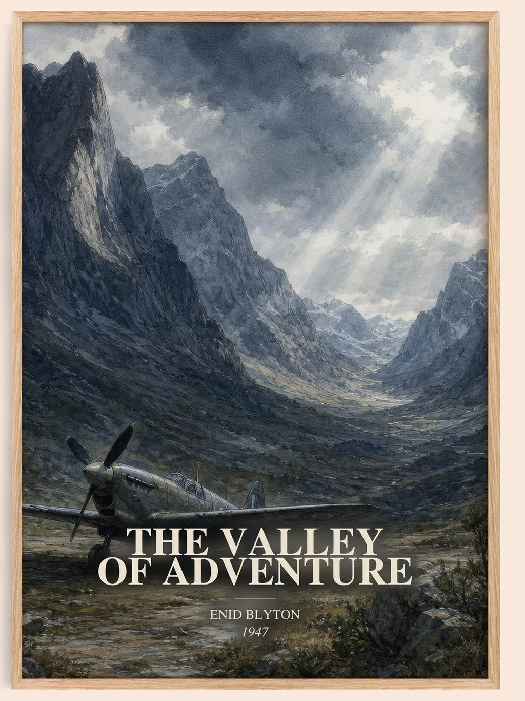 The Valley Of Adventure watercolour book poster by Enid Blyton – framed literary art print