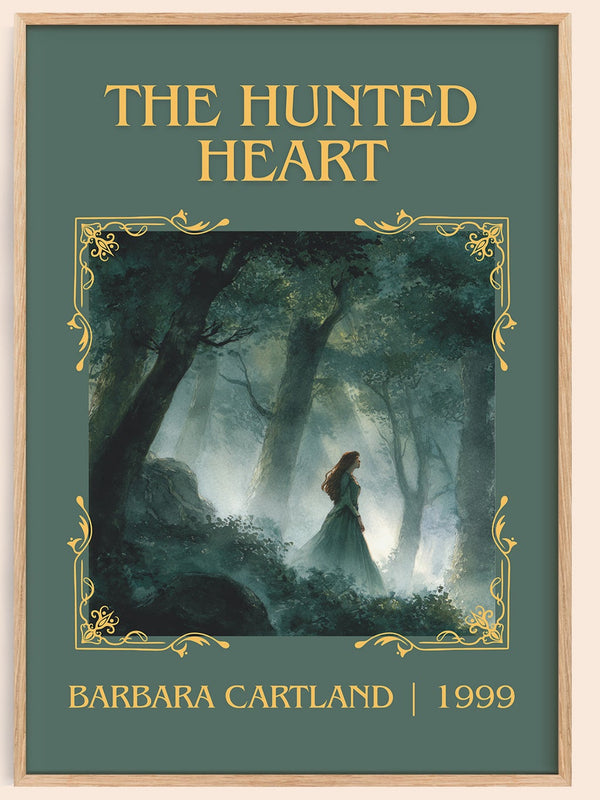 The Hunted Heart classic book art book poster by BARBARA. CARTLAND – framed literary art print