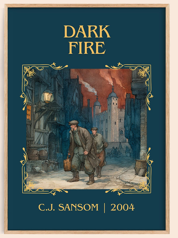 Dark Fire classic book art book poster by C.J. Sansom – framed literary art print