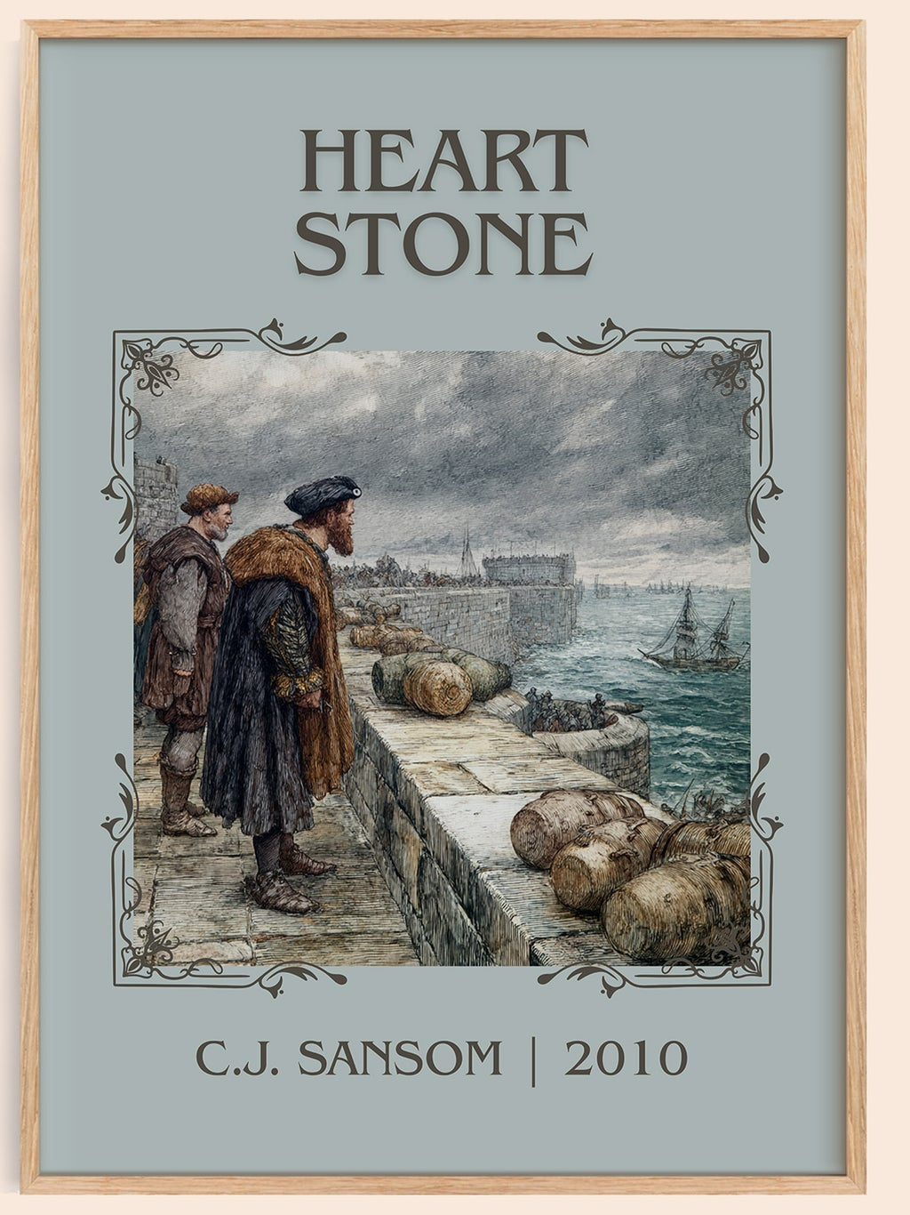 Heartstone classic book art book poster by C.J. Sansom – framed literary art print