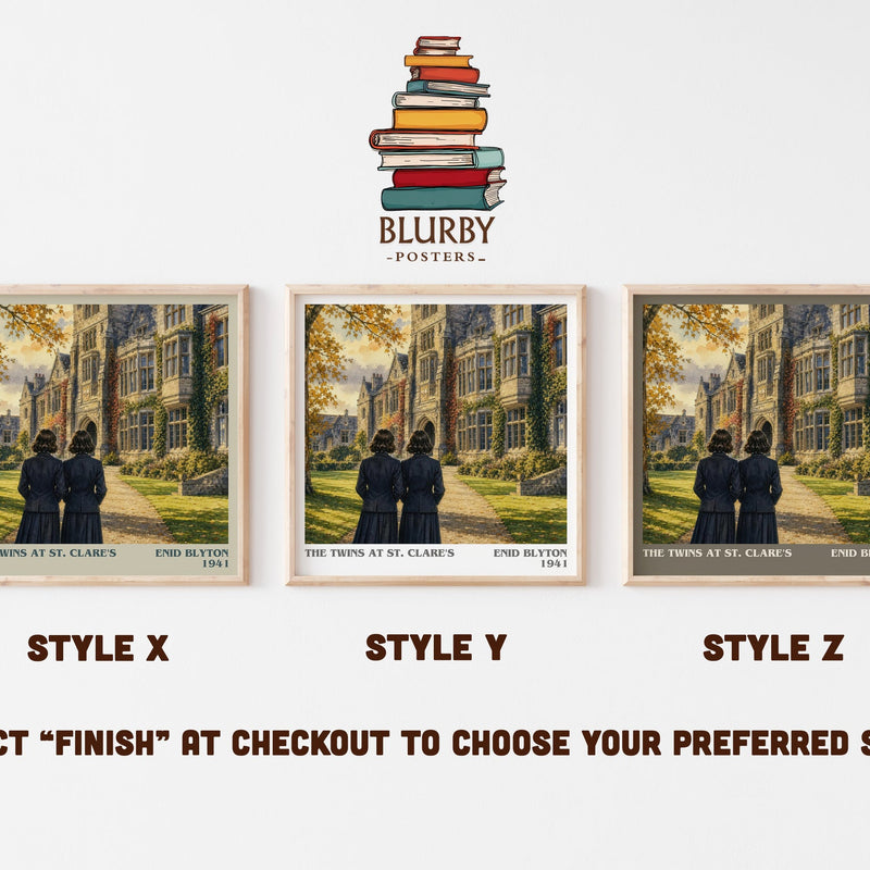 The Twins At St. Clare'S literary print in frame leaning in hallway – childrens wall art