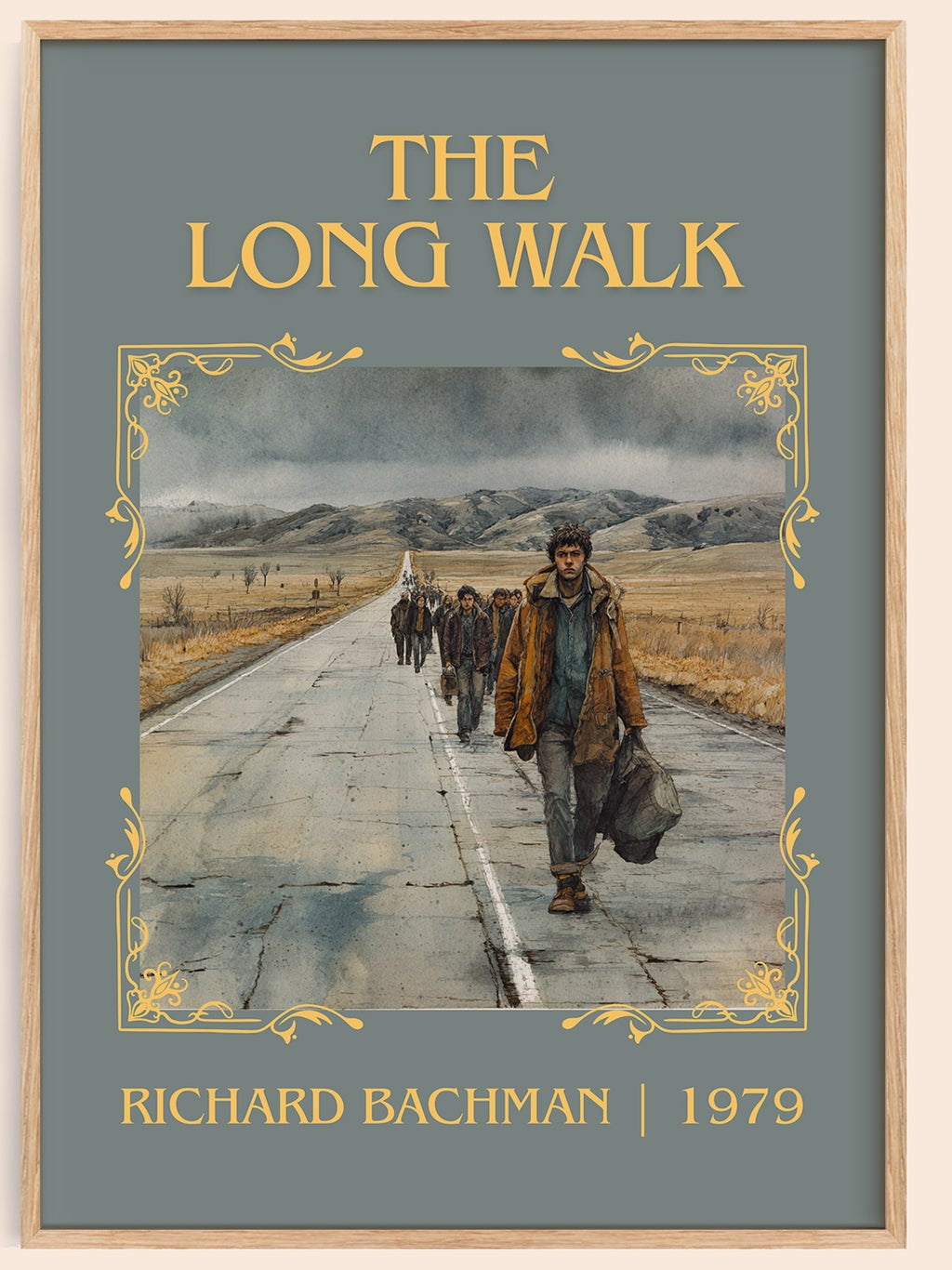 The Long Walk classic book art book poster by Richard Bachman – framed literary art print