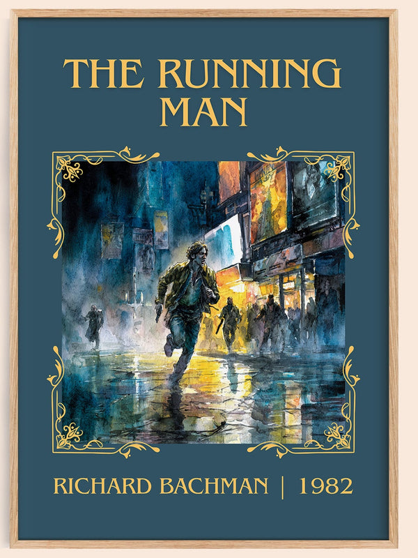 The Running Man classic book art book poster by Richard Bachman – framed literary art print