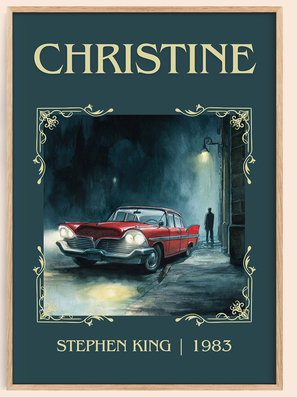 Christine classic book art book poster by Stephen King – framed literary art print