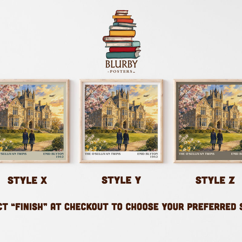 The O'Sullivan Twins literary print in frame leaning in hallway – childrens wall art