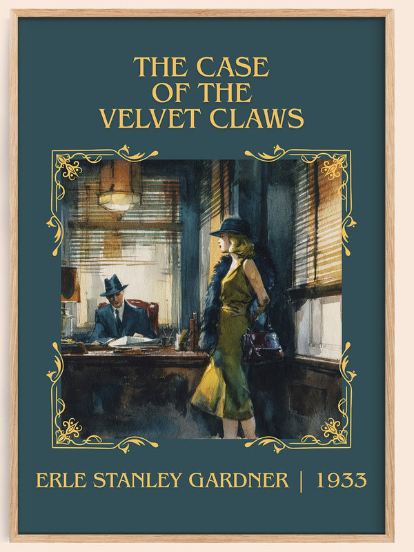 The Case of the Velvet Claws classic book art book poster by Erle Stanley Gardner – framed literary art print