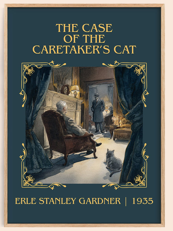The Case of the Caretaker's Cat classic book art book poster by Erle Stanley Gardner – framed literary art print