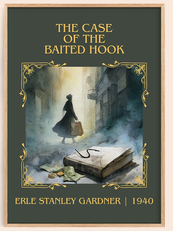 The Case of the Baited Hook classic book art book poster by Erle Stanley Gardner – framed literary art print