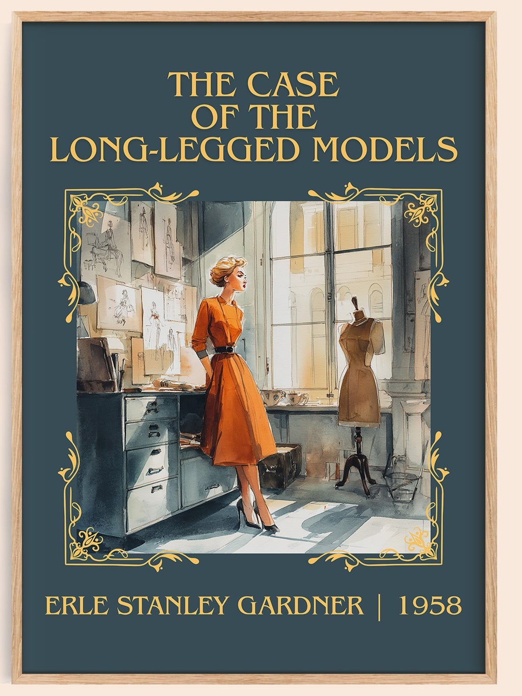The Case of the Long-legged Models classic book art book poster by Erle Stanley Gardner – framed literary art print