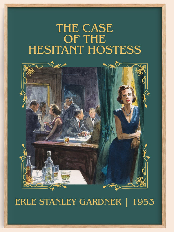 The Case of the Hesitant Hostess classic book art book poster by Erle Stanley Gardner – framed literary art print