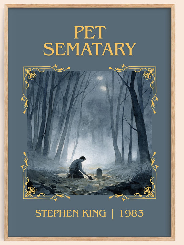 Pet Sematary classic book art book poster by Stephen King – framed literary art print