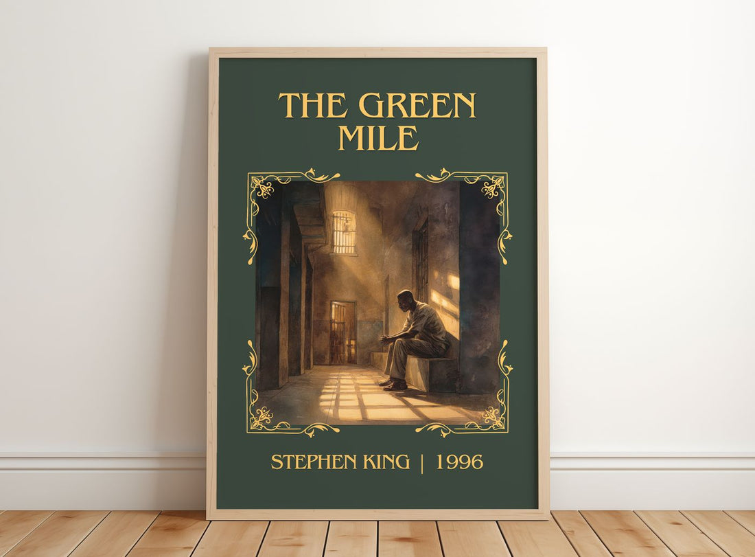 The Green Mile Classic Book Art Print by Stephen King – framed print leaning on a wooden floor
