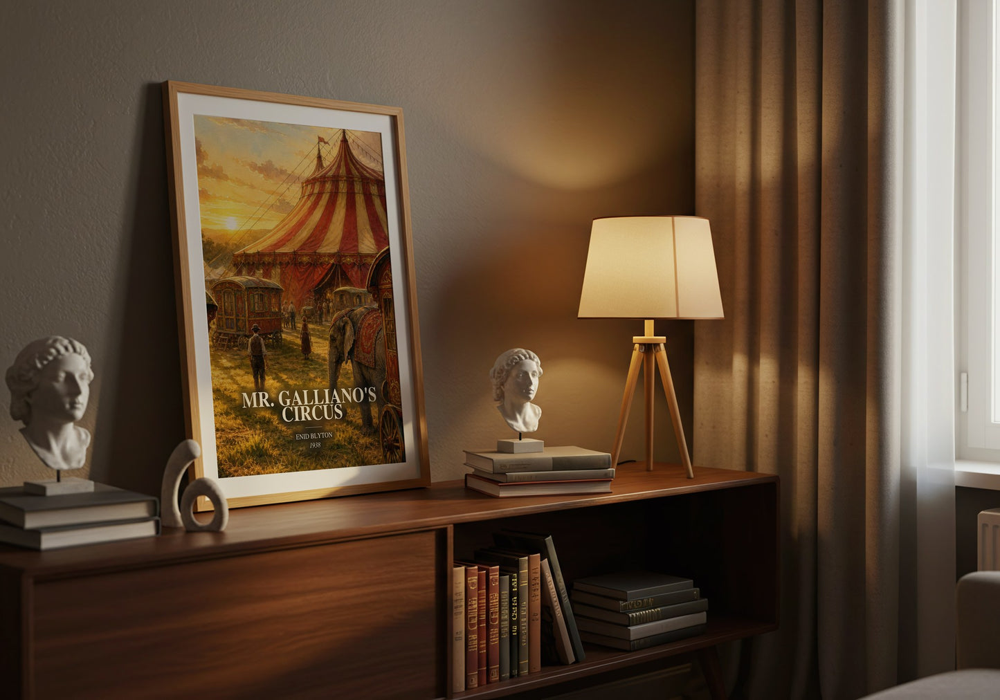 Mr. Galliano'S Circus watercolour print on bookshelf – Enid Blyton fan gift
