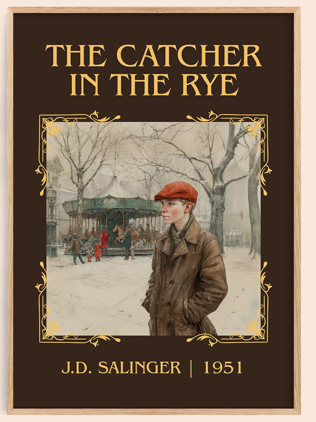 The Catcher in the Rye classic book art book poster by J. D. Salinger – framed literary art print
