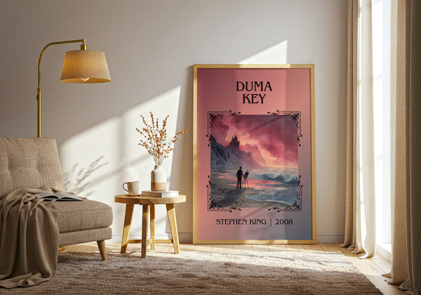 Duma Key classic book art print in frame leaning in hallway – horror wall art
