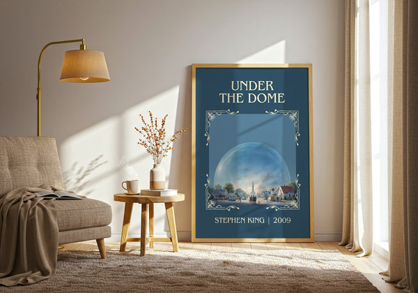 Under the Dome classic book art print in frame leaning in hallway – thriller wall art