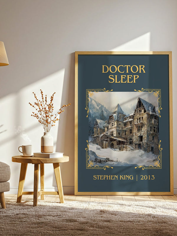 Doctor Sleep classic book art print in frame leaning in hallway – horror wall art