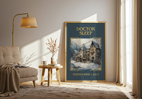 Doctor Sleep classic book art print in frame leaning in hallway – horror wall art