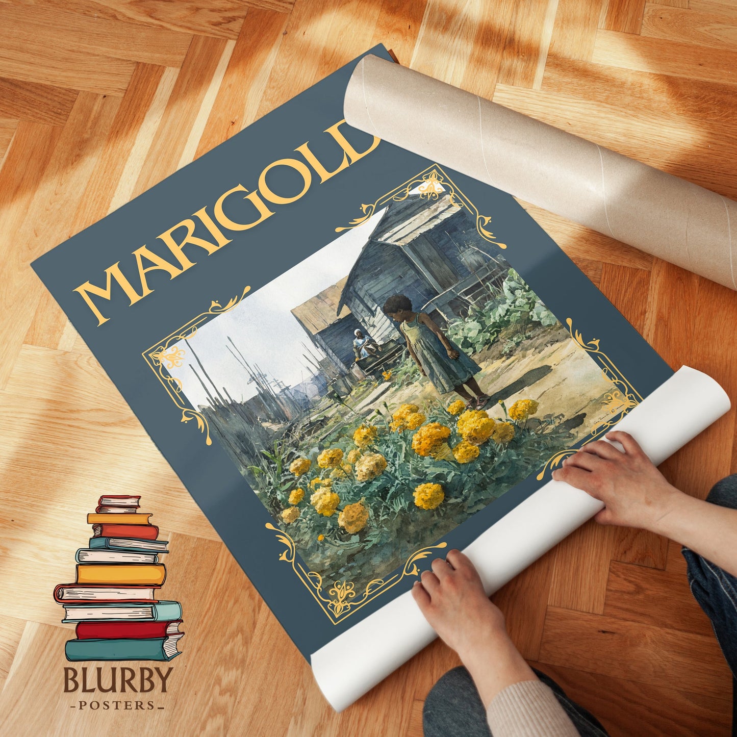 Marigolds classic book art print on bookshelf – Eugenia Collier fan gift
