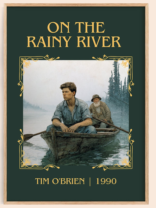 On The Rainy River classic book art book poster by Tim O'Brien – framed literary art print